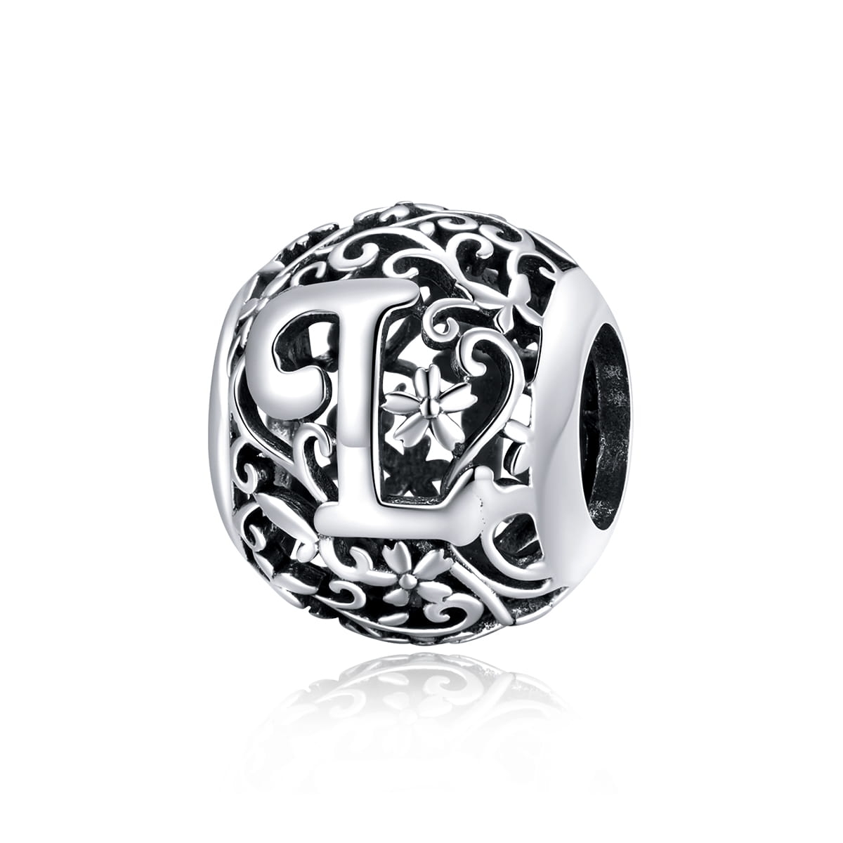 Litera L alfabet srebrny charms beads do bransoletki modułowej