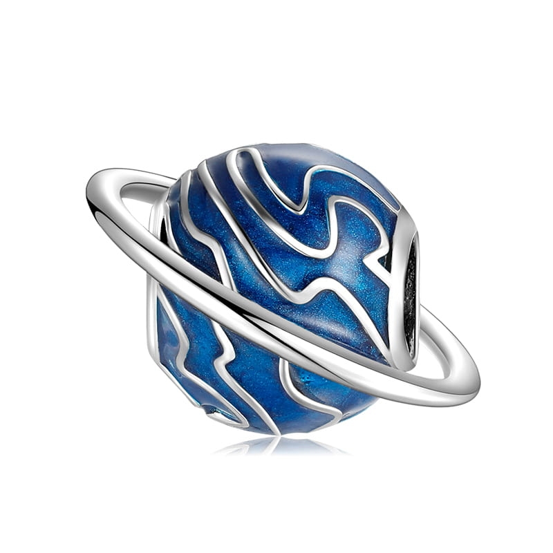 P070 Niebieska planeta charms koralik srebro 925