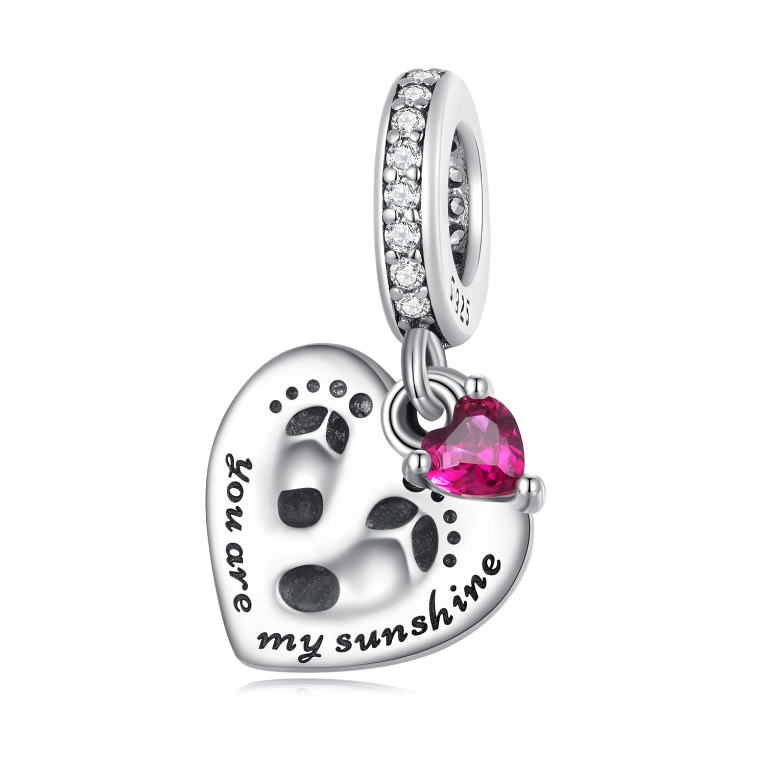 Stópki serce dla Mamy charms zawieszka srebro 925
