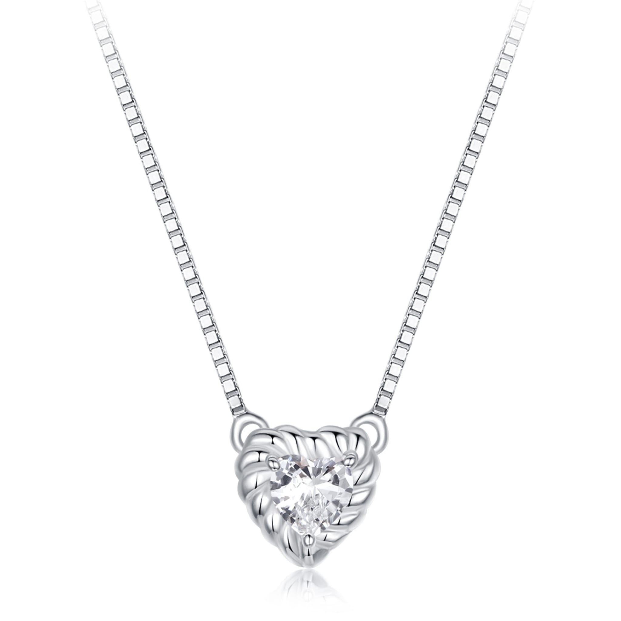 Srebrny naszyjnik serduszko Moissanit 0,3 ct srebro 925