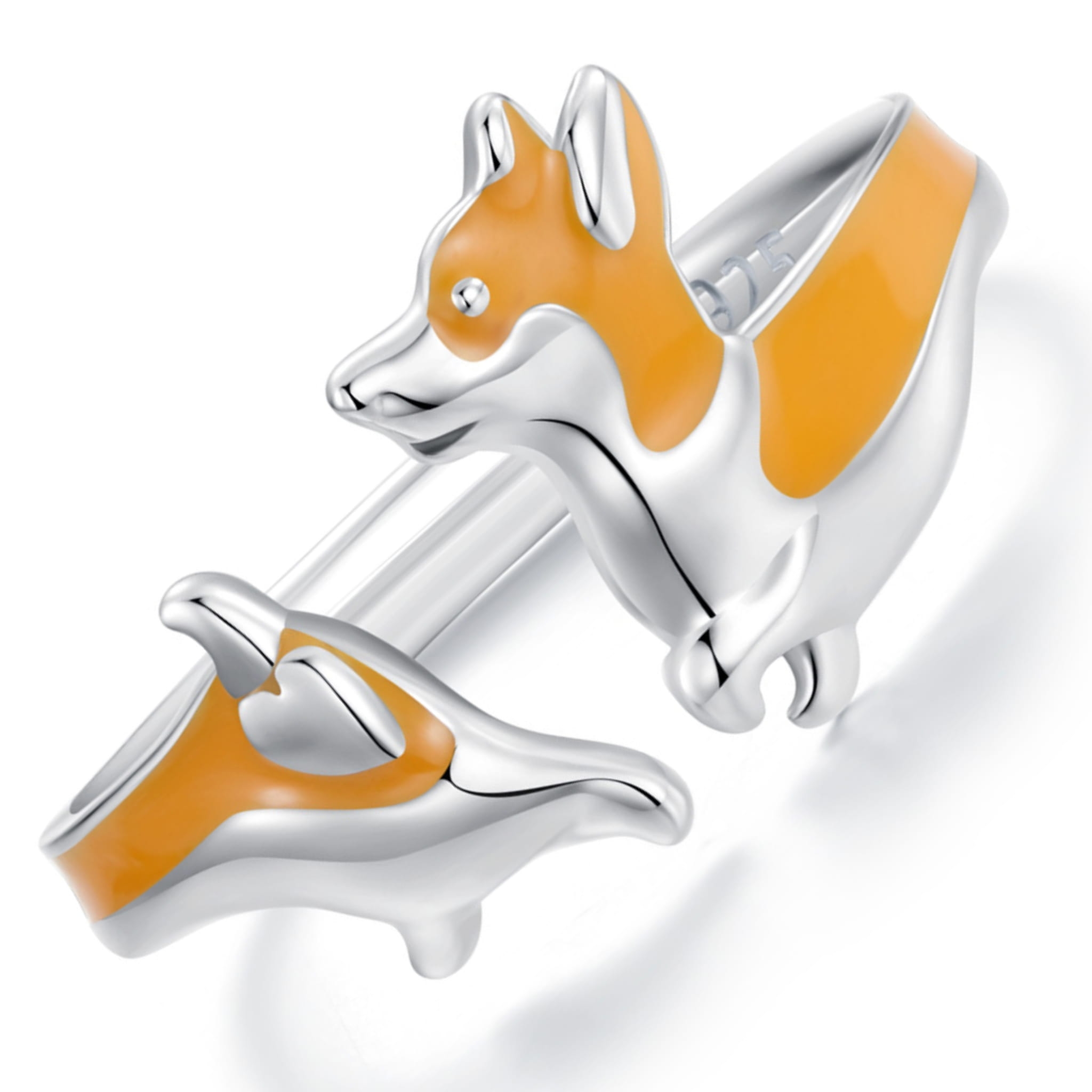 Srebrny pierścionek regulowany wesoły Corgi srebro 925
