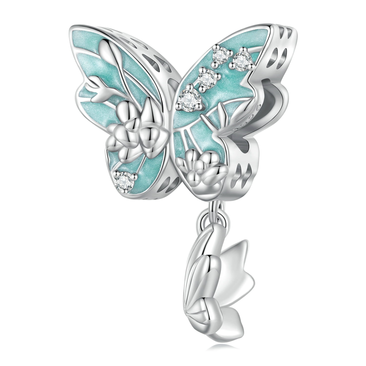 Duży motyl srebrny charms koralik beads srebro 925