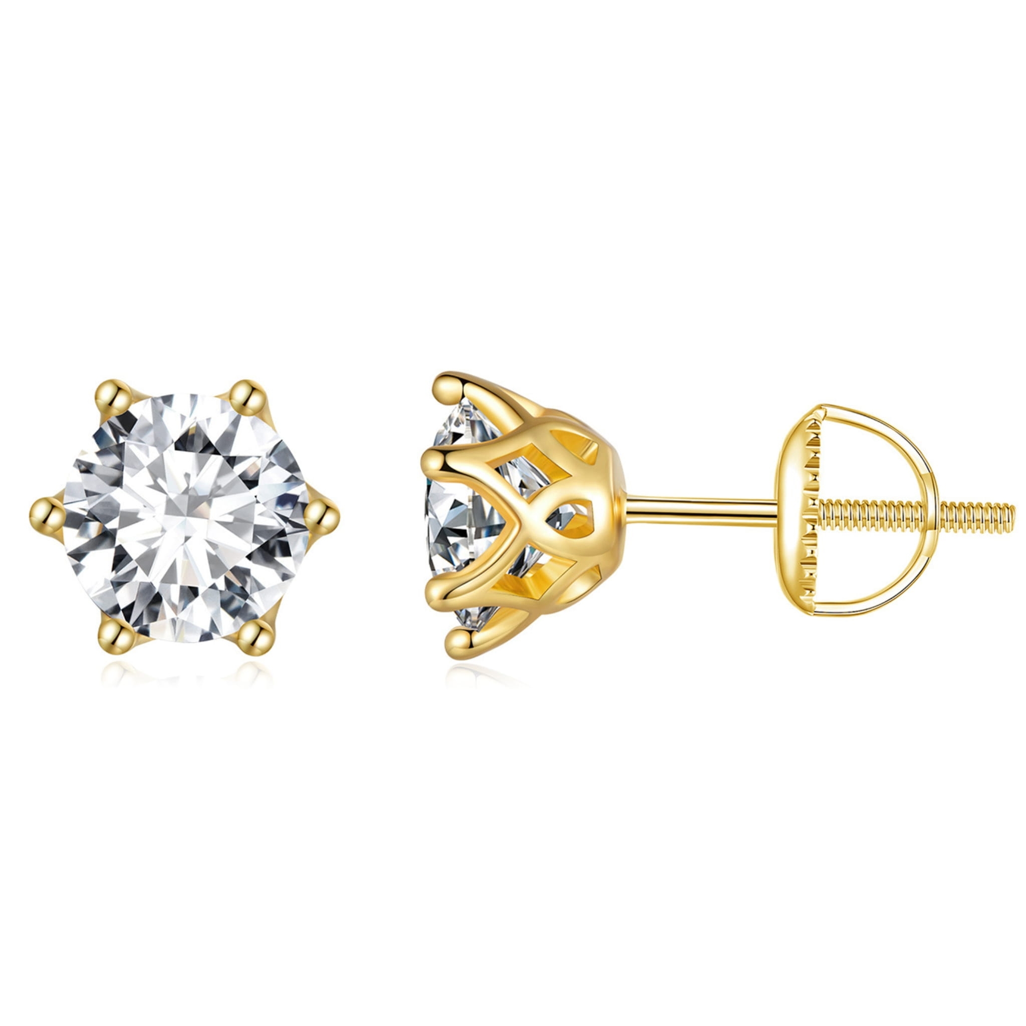 Pozłacane srebrne kolczyki sztyfty Moissanit 0,5 ct mm srebro 925
