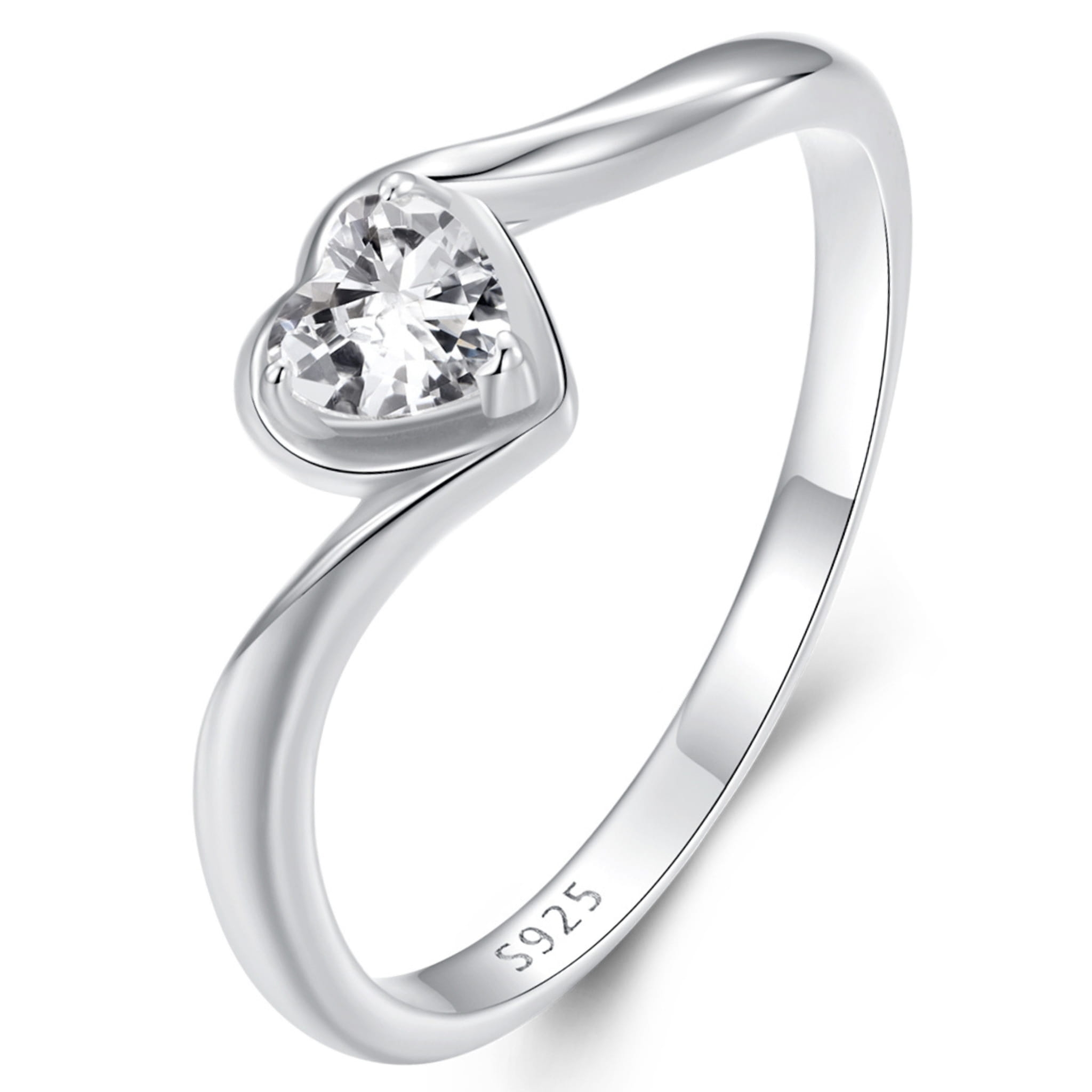 Srebrny pierścionek z Moissanitem w kształcie serca 0,3 ct srebro 925 R12