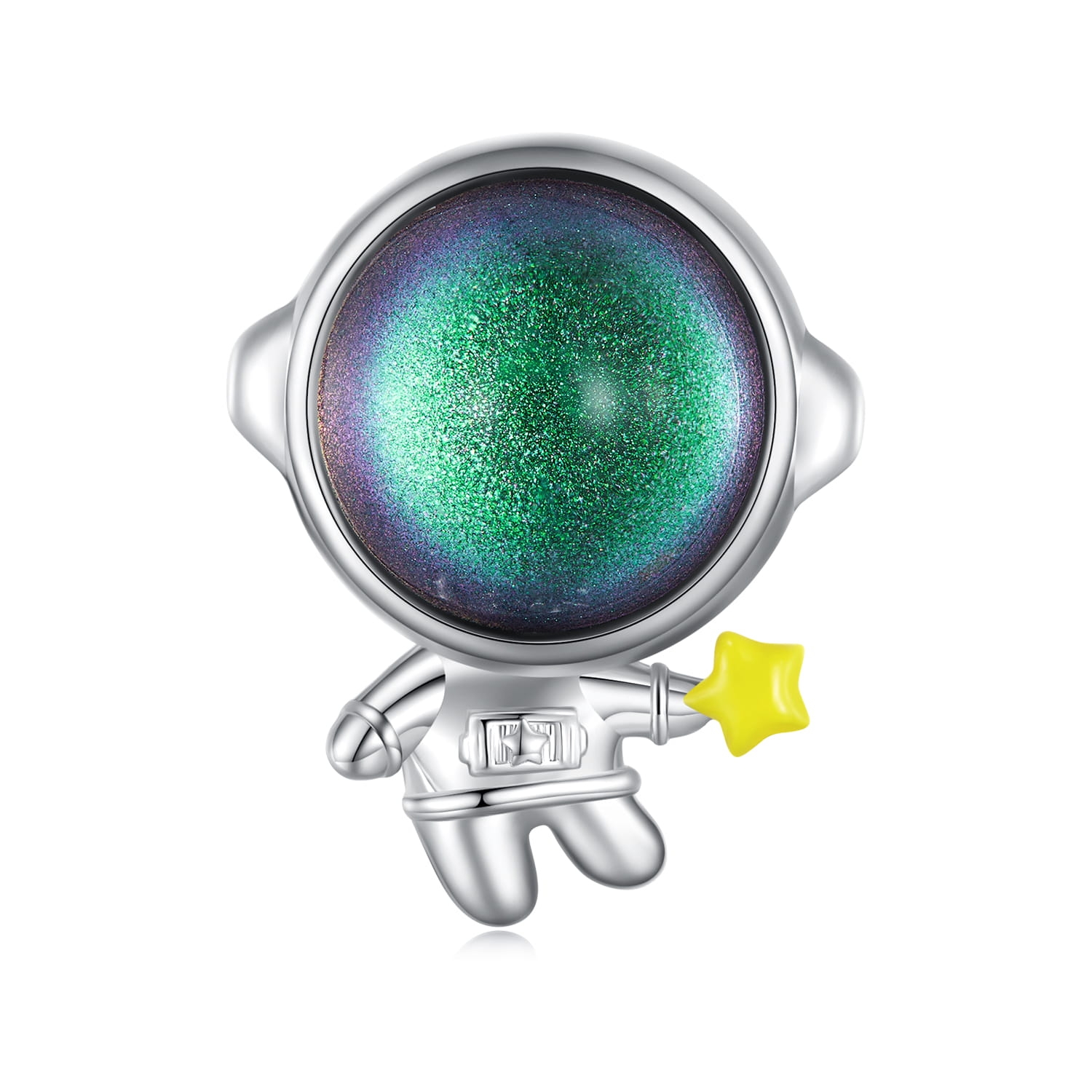 Astronauta z gwiazdką srebrny charms koralik beads