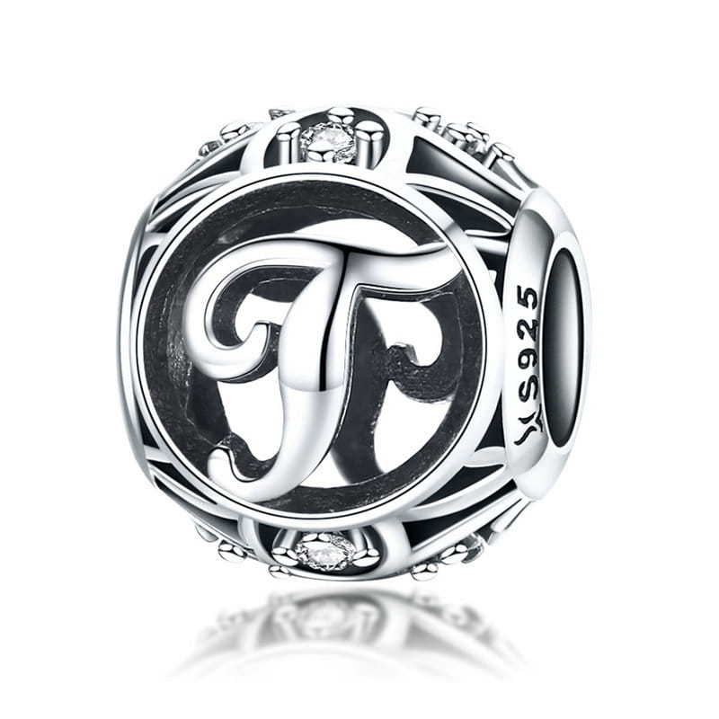 Literka T alfabet charms koralik srebro 925
