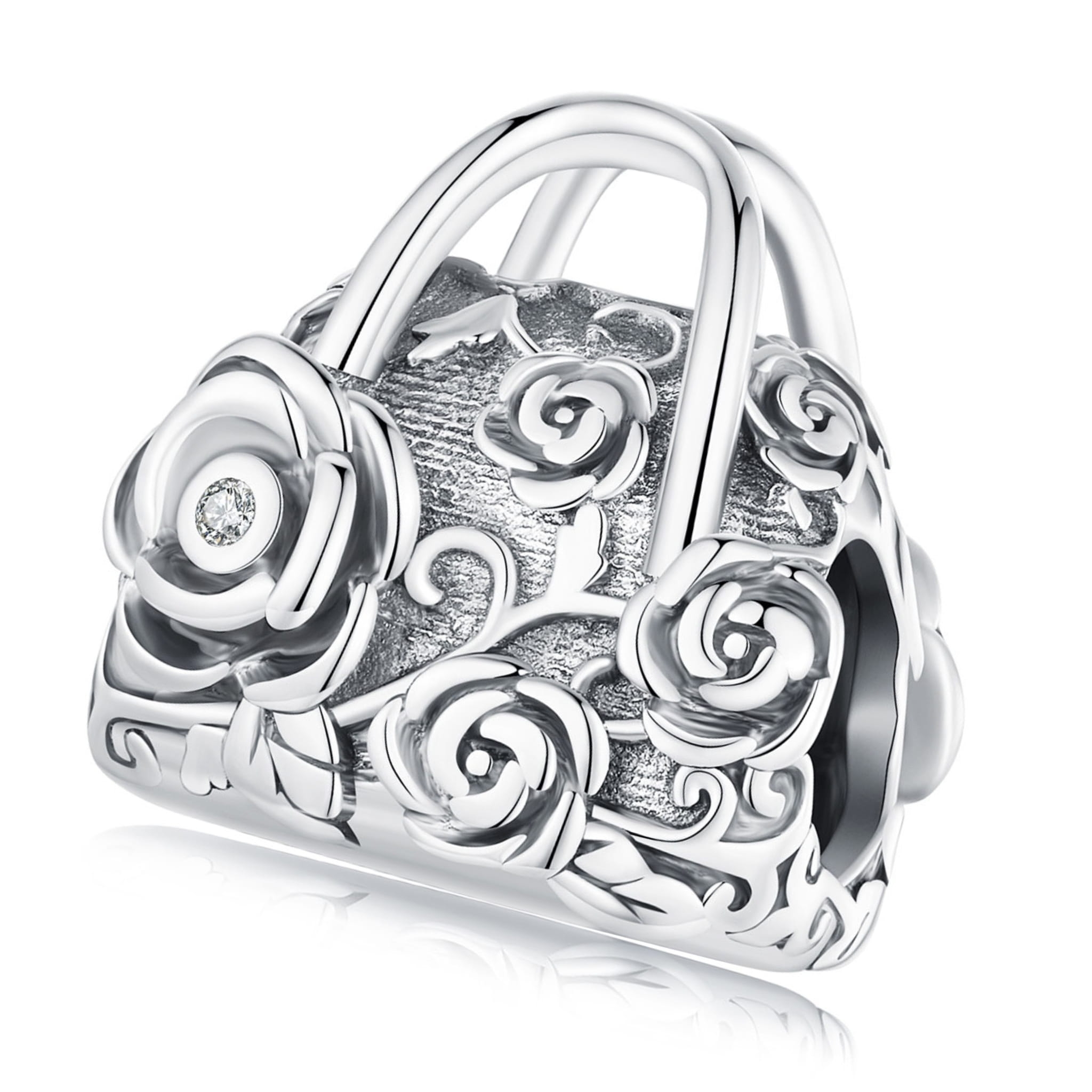Torebka ozdobiona kwiatami vintage charms koralik beads