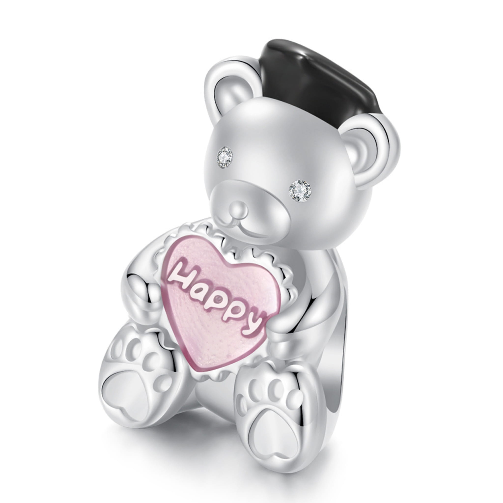 Miś absolwent z serduszkiem charms srebrna zawieszka beads srebro 925