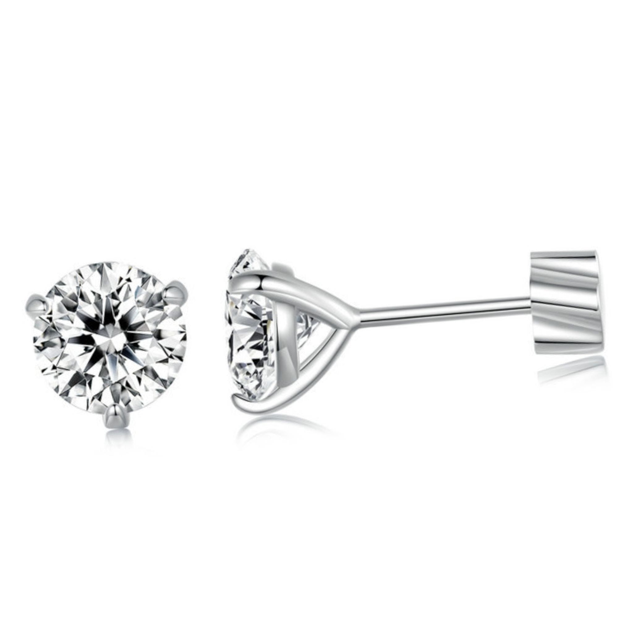 Srebrne sztyfty kolczyki z Moissanitami 5,0x5,0mm 0,5ct srebro 925 rozmiar M