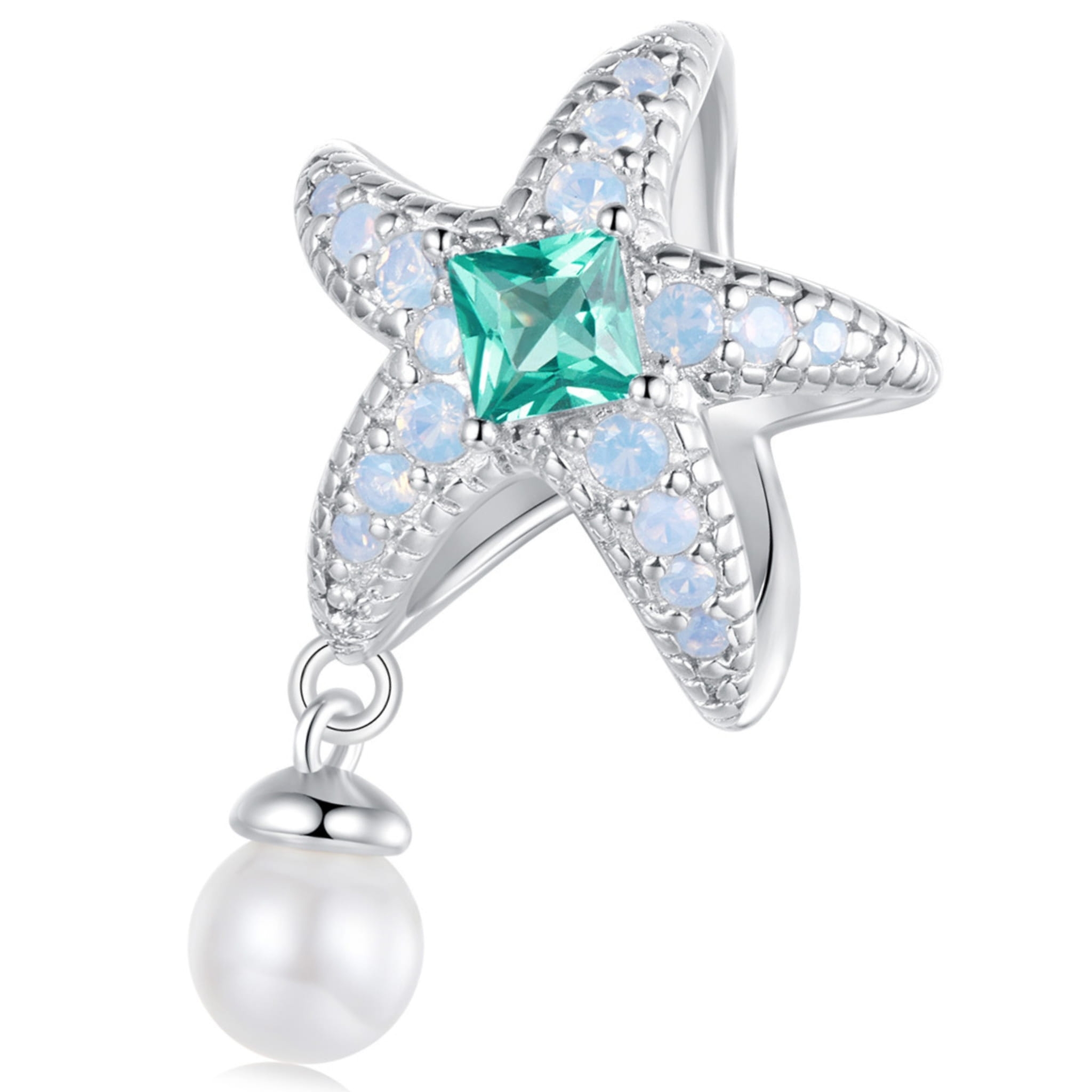 Opalizująca rozgwiazda srebrny charms koralik beads srebro 925