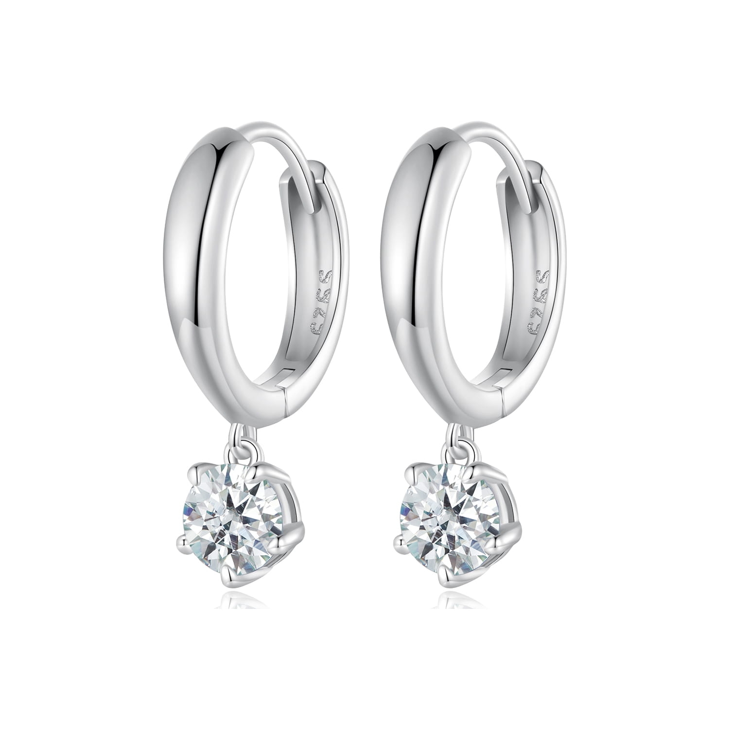 Kolczyki Moissanit koła 0,5 ct srebro 925 zatrzask