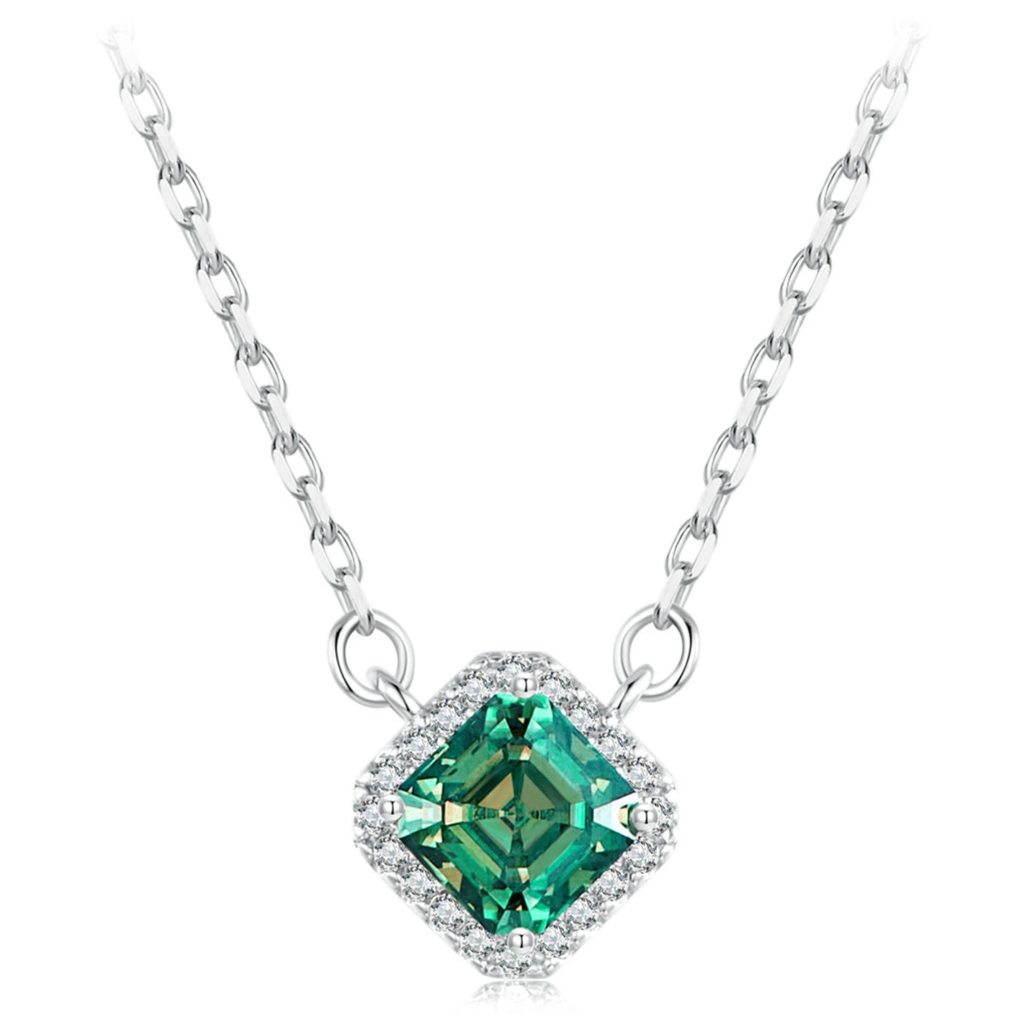 Srebrny naszyjnik zielony Moissanit 0,6 ct srebro 925