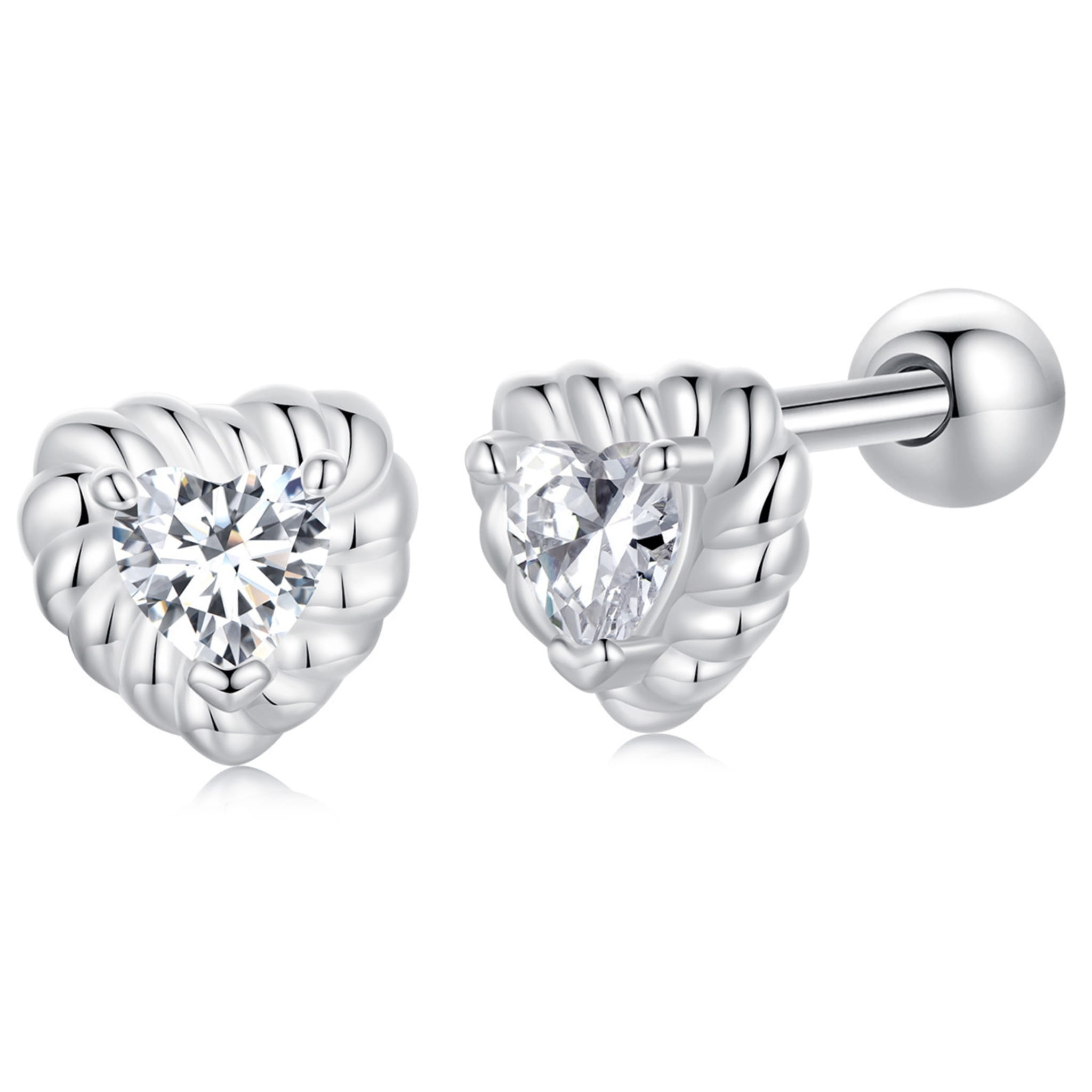 Srebrne kolczyki serduszka sztyfty Moissanity 0,15 ct srebro 925