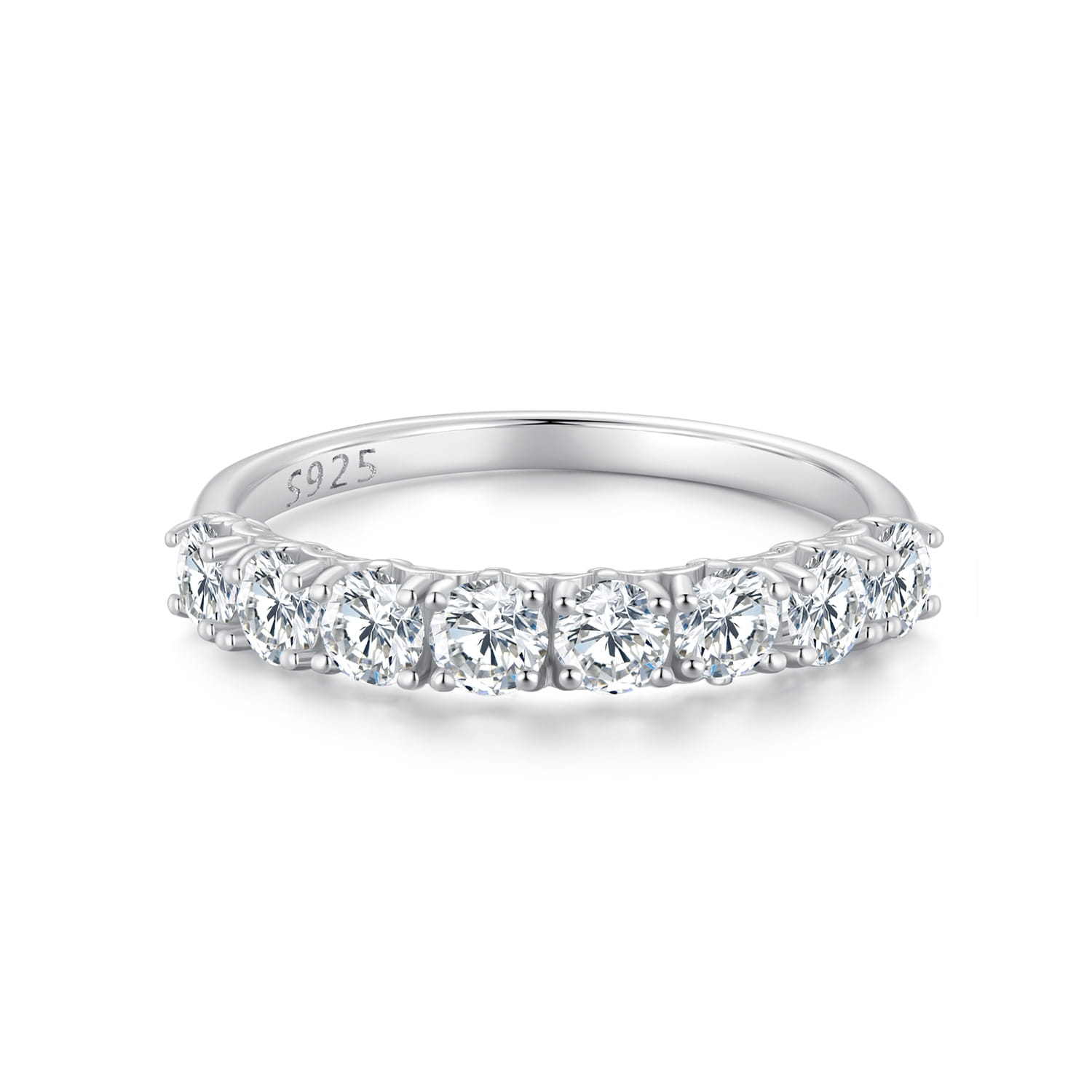 Srebrny pierścionek R10 Moissanit 8 x 0,1ct srebro 925