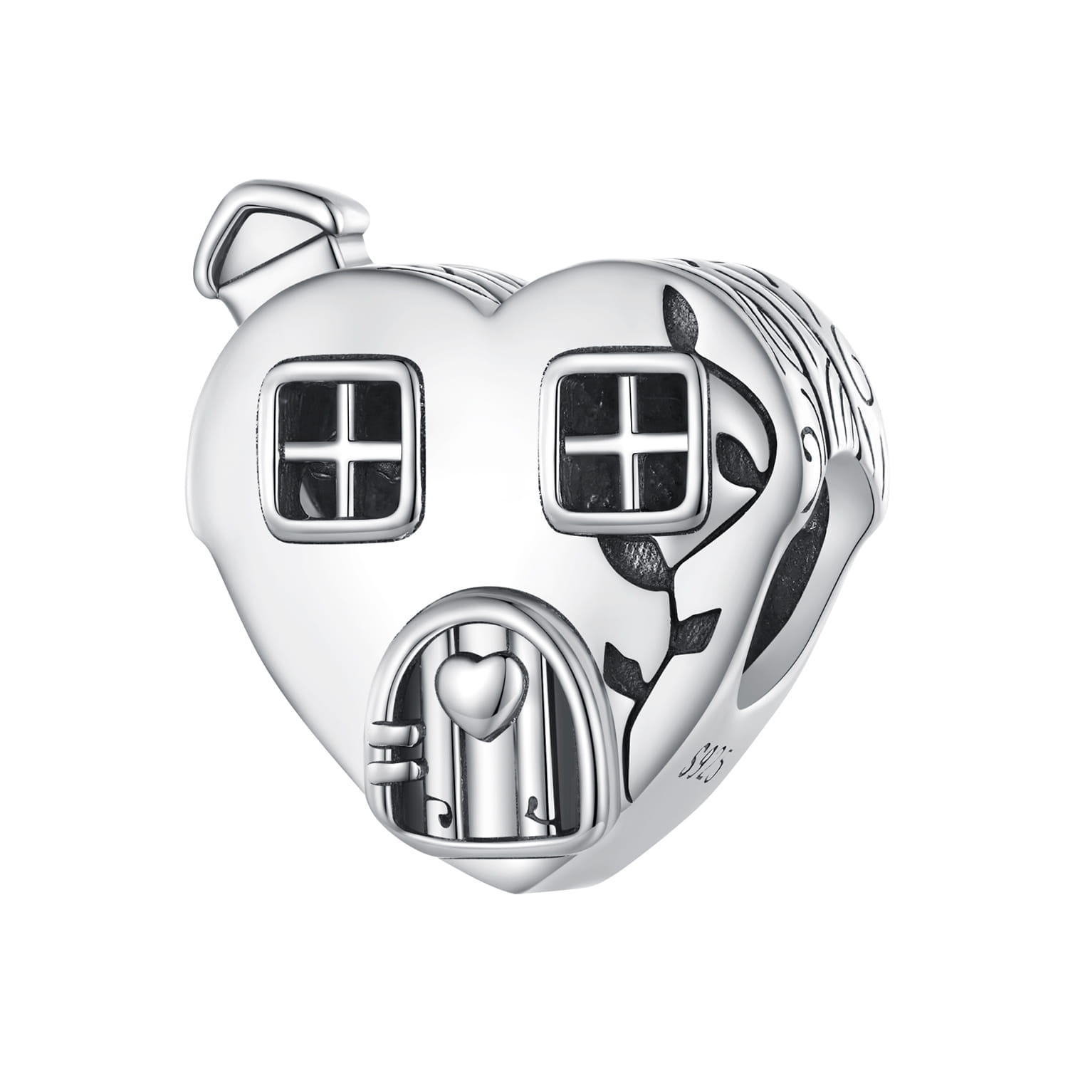Domek w kształcie serca srebrny charms koralik beads