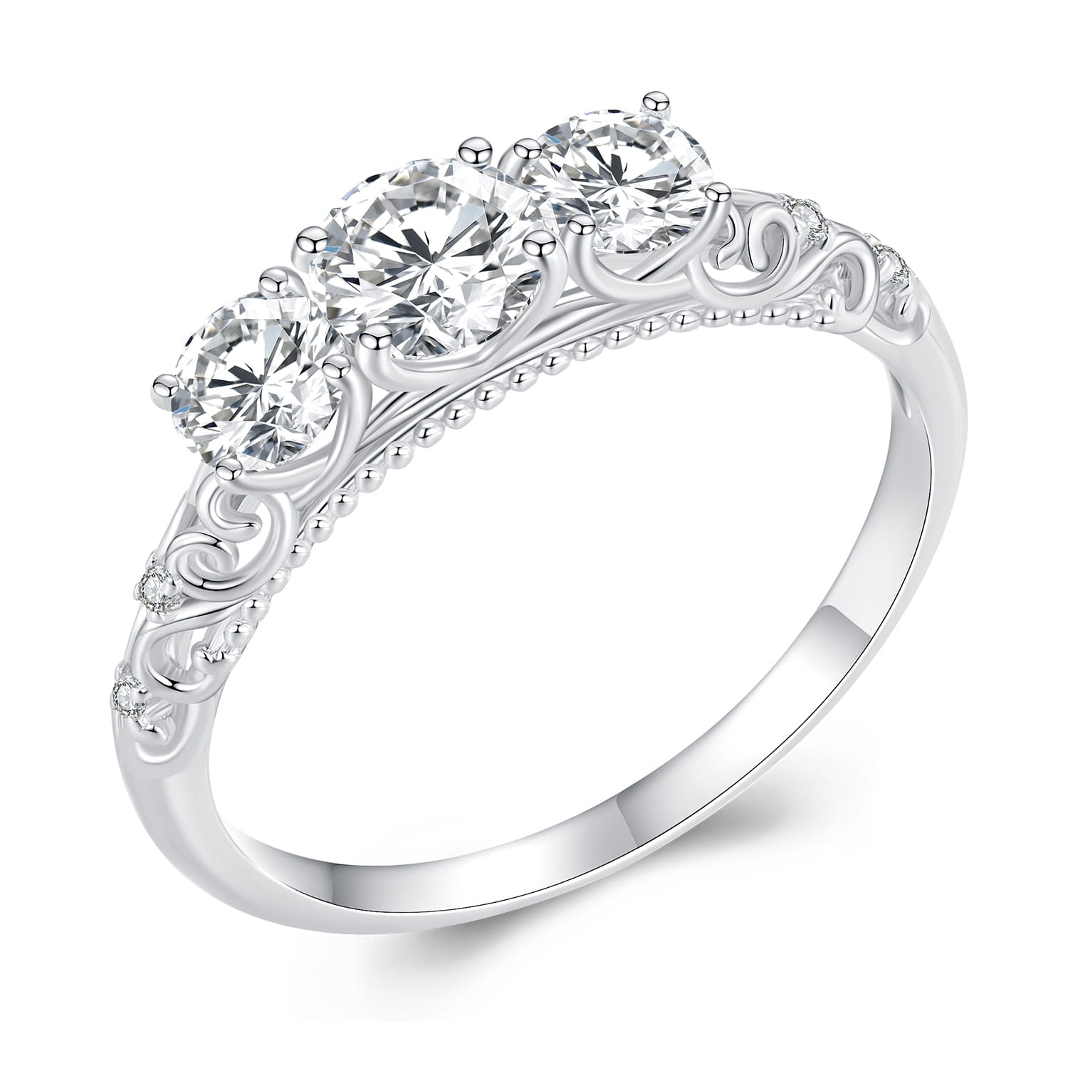 Srebrny pierścionek R10 Moissanit 0,5ct 2x0,3ct srebro 925