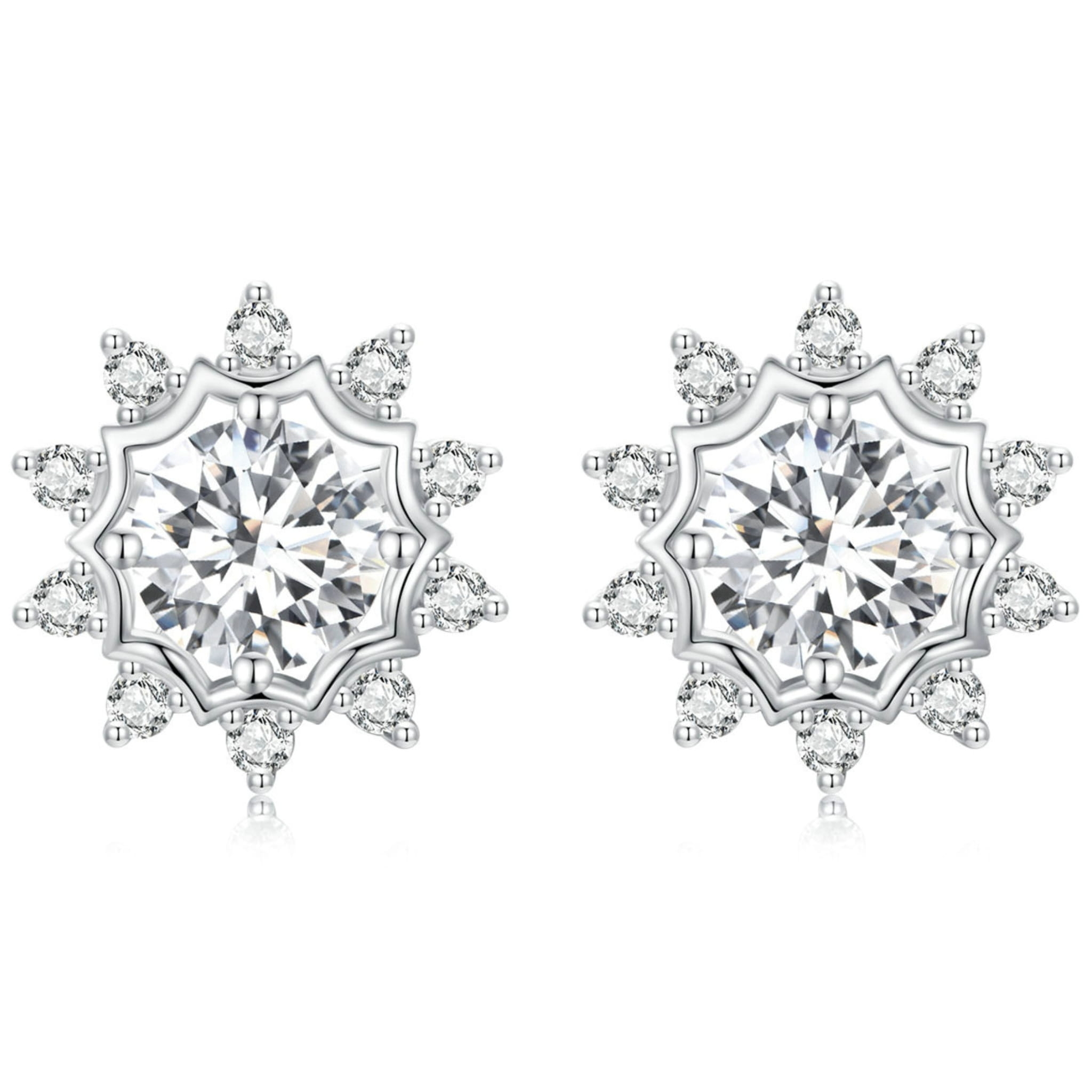 Srebrne podwójne kolczyki sztyfty Moissanity 0,5 ct srebro 925