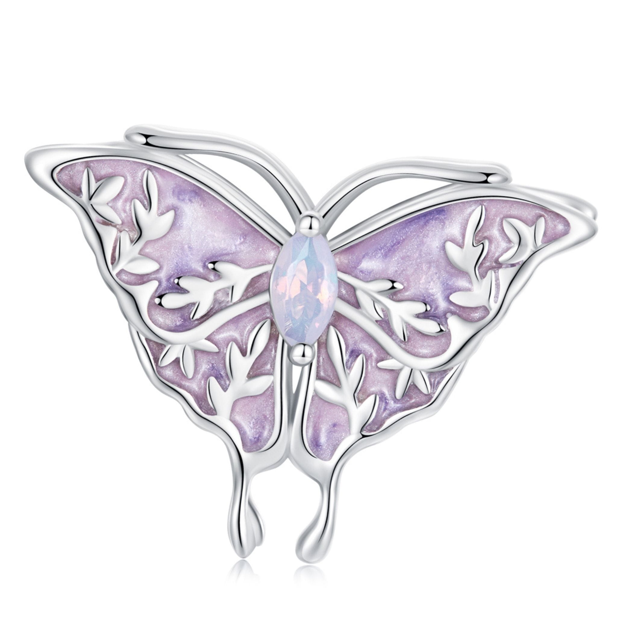 Różowy motyl królewski srebrny charms koralik beads srebro 925
