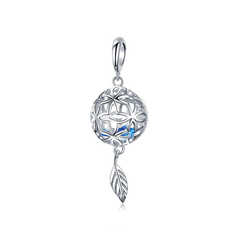 Kula z niebieskimi kryształami srebrny charms zawieszka srebro 925