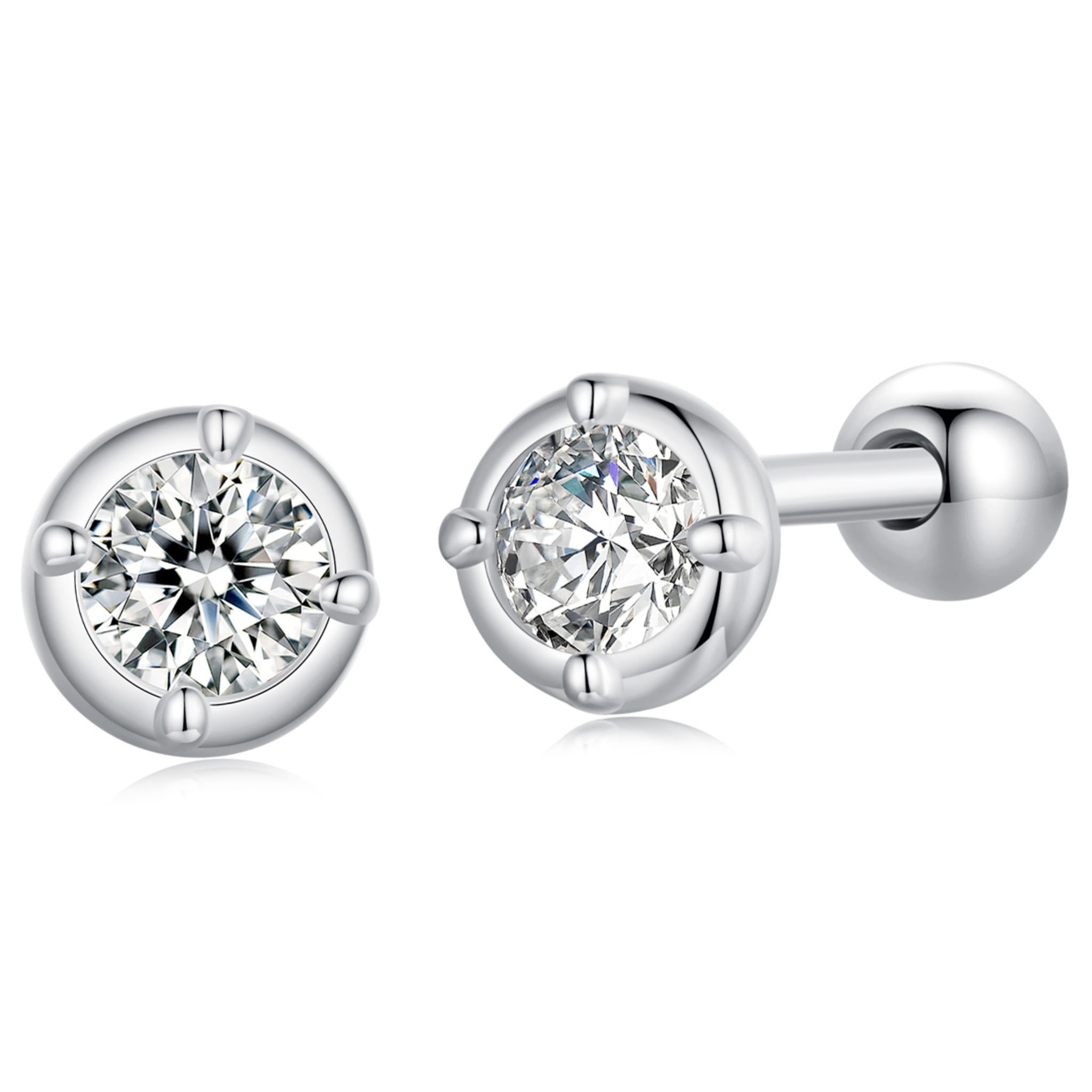 Srebrne kolczyki sztyfty Moissanity 0,1 ct srebro 925