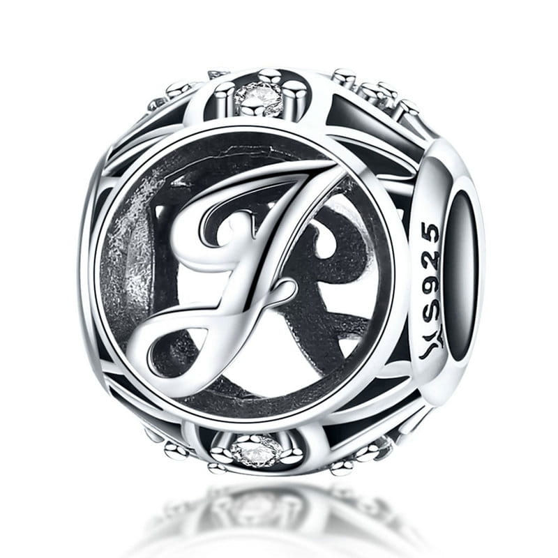 Literka J alfabet charms koralik srebro 925