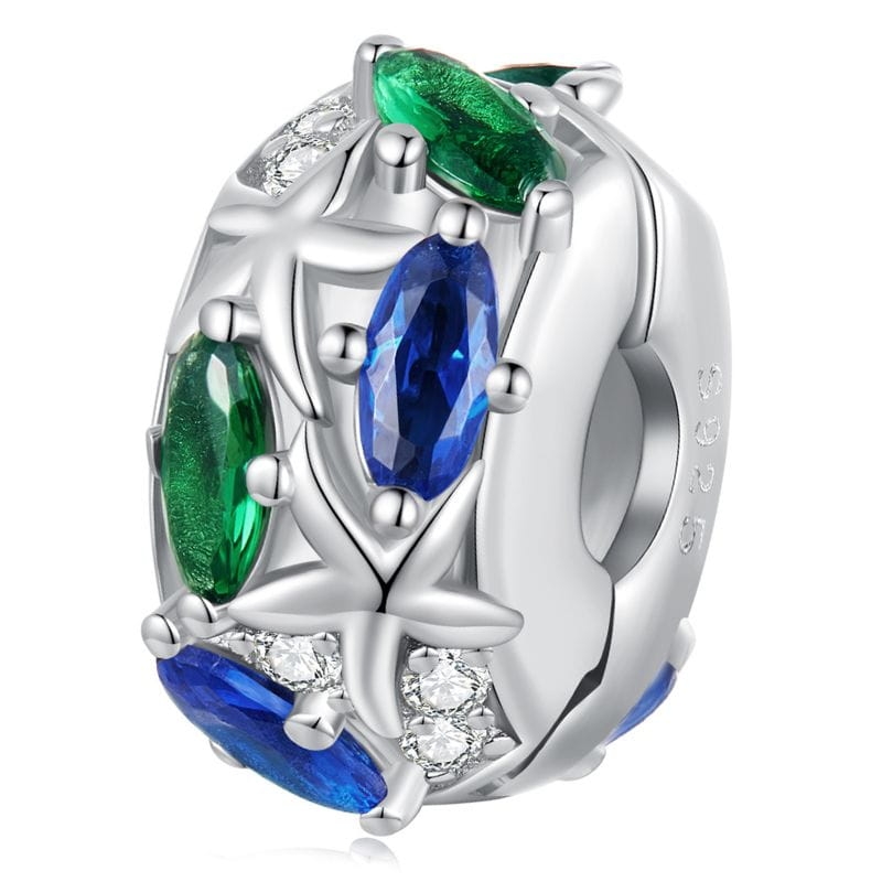 Morski stoper w kryształy klips srebrny charms beads