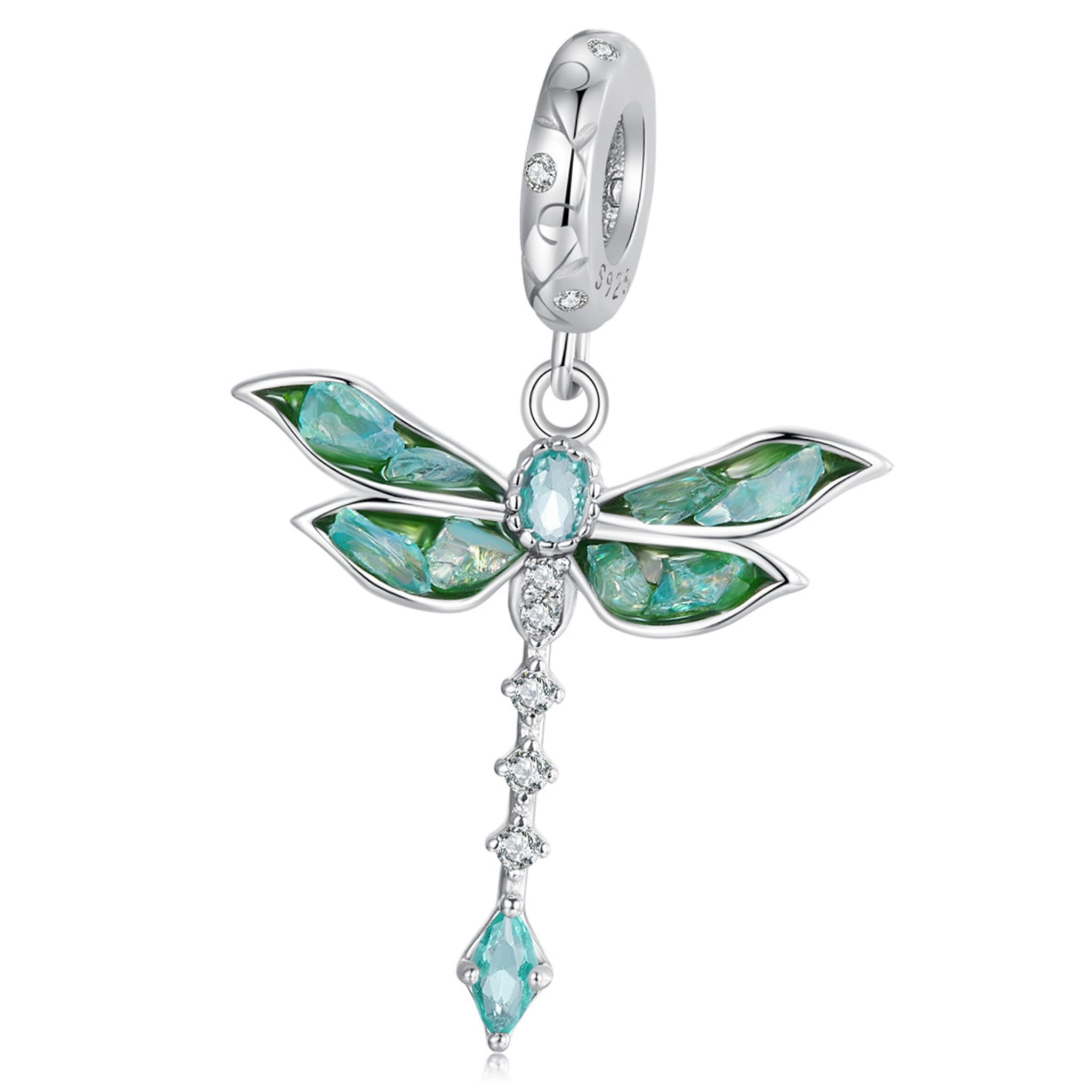 Zielona ważka charms srebrna zawieszka beads srebro 925