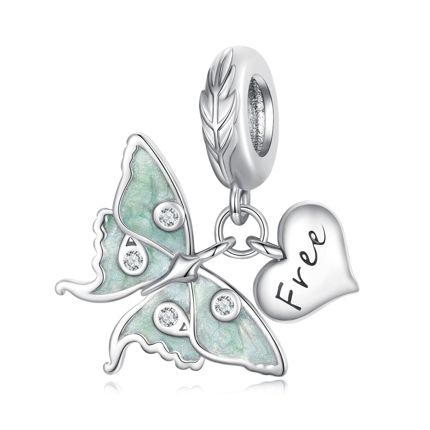 Srebrna zawieszka charms motylek z serduzkiem srebro 925