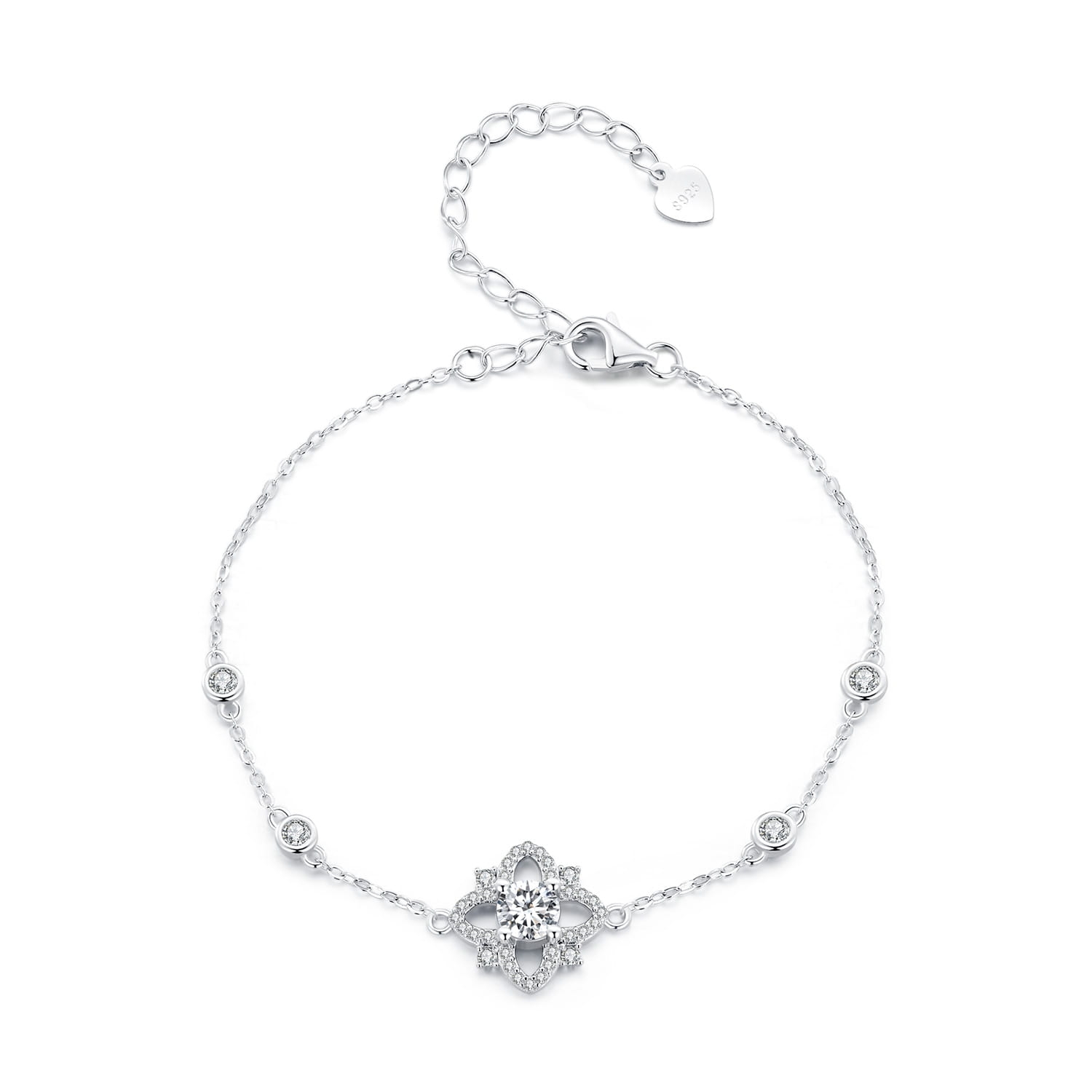 SM03 Bransoletka Moissanit 6,5 x 6,5 mm 1 ct srebrna