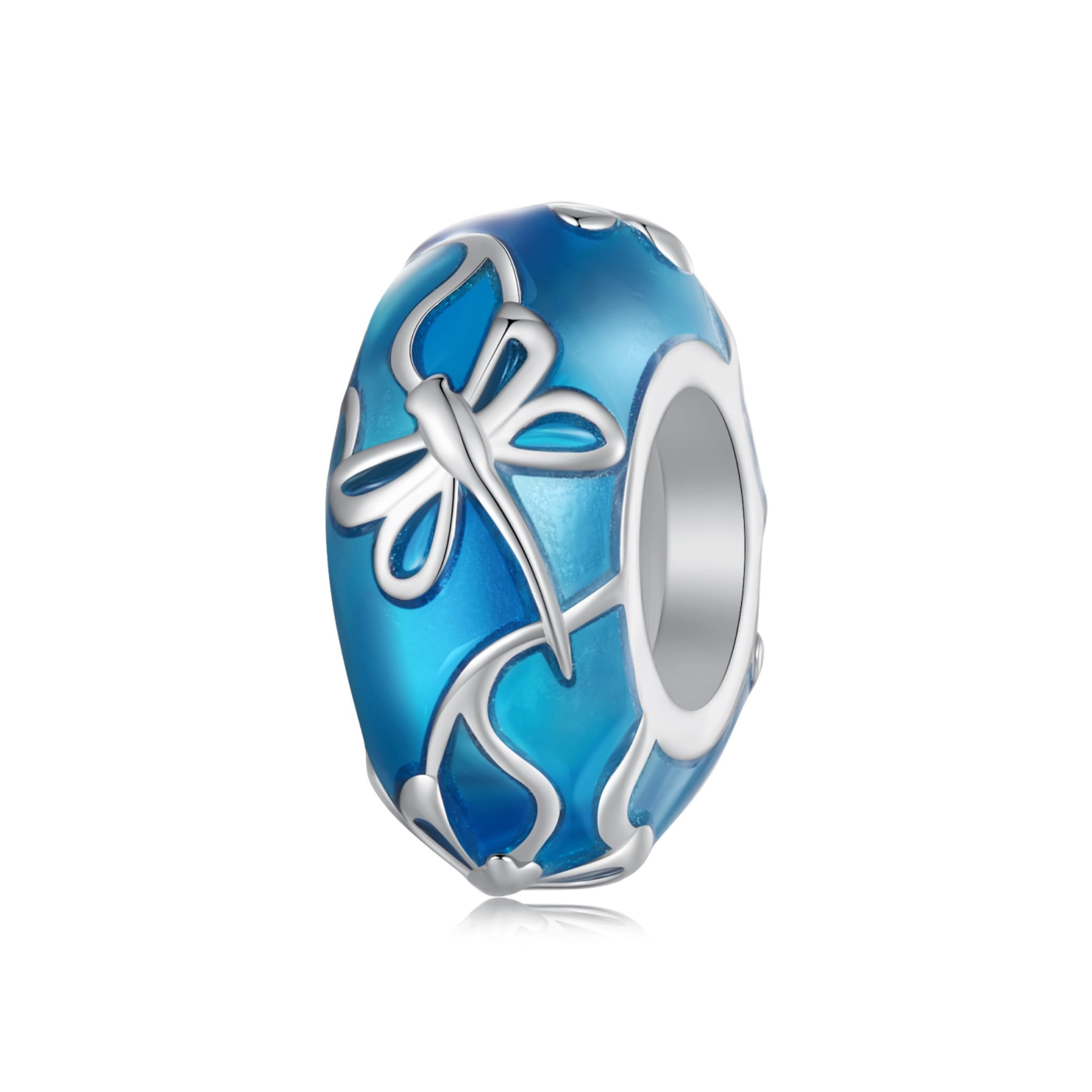 Niebieski stoper w ważki charms do bransoletki srebro 925