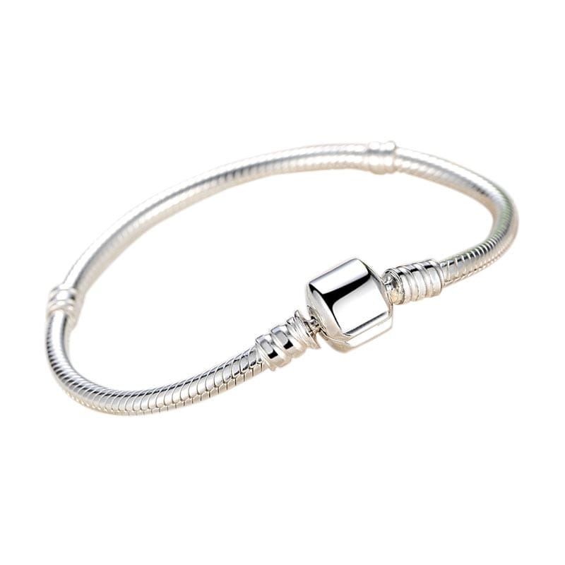Srebrne bransoletka modułowa 19 cm żmijka do zawieszek charms