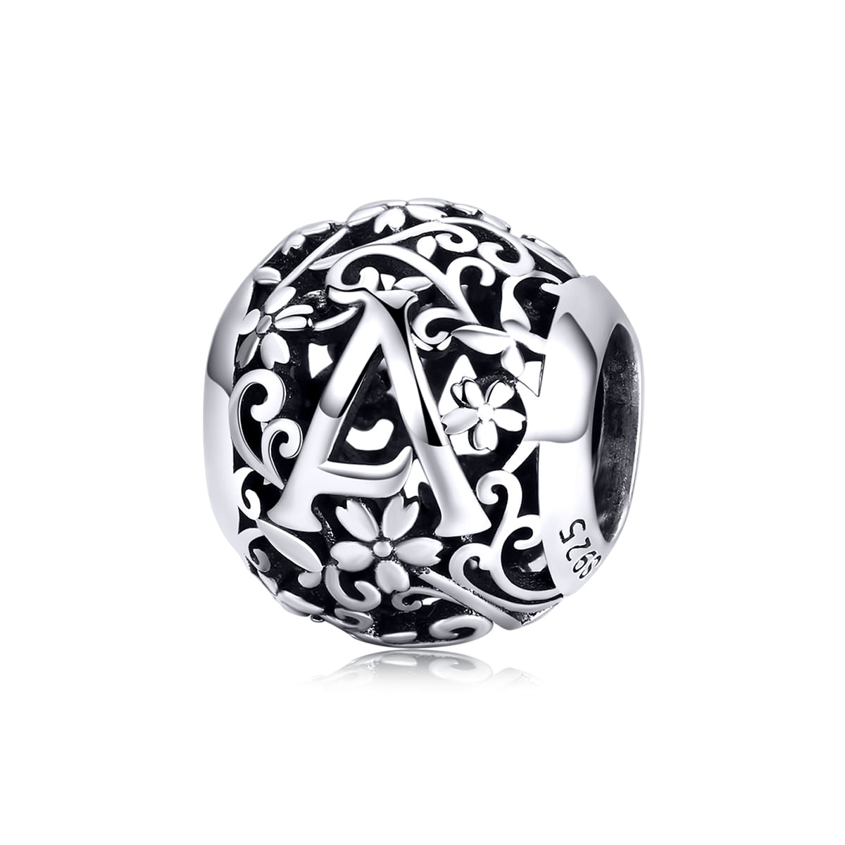 Litera A alfabet srebrny charms beads do bransoletki modułowej