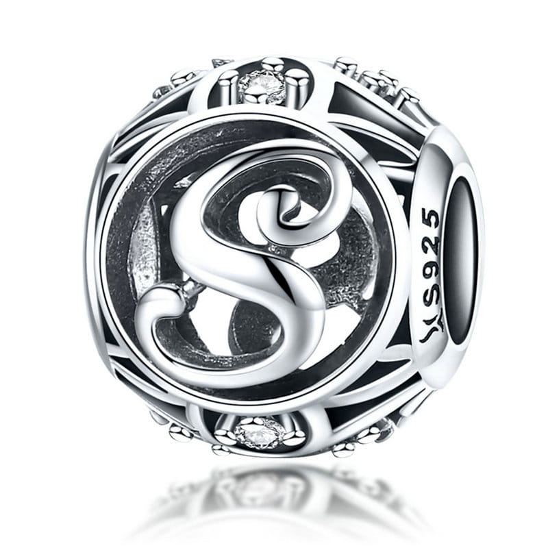 Literka S alfabet charms koralik srebro 925