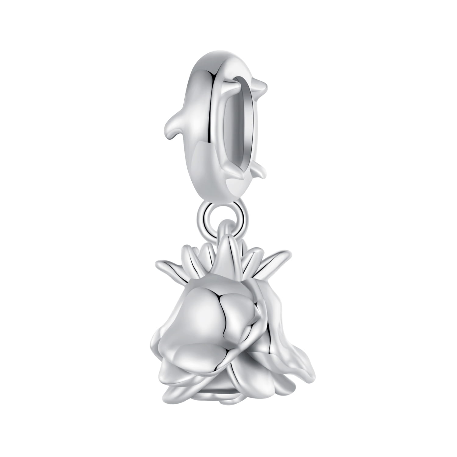 Kwiat róży srebrny charms zawieszka beads