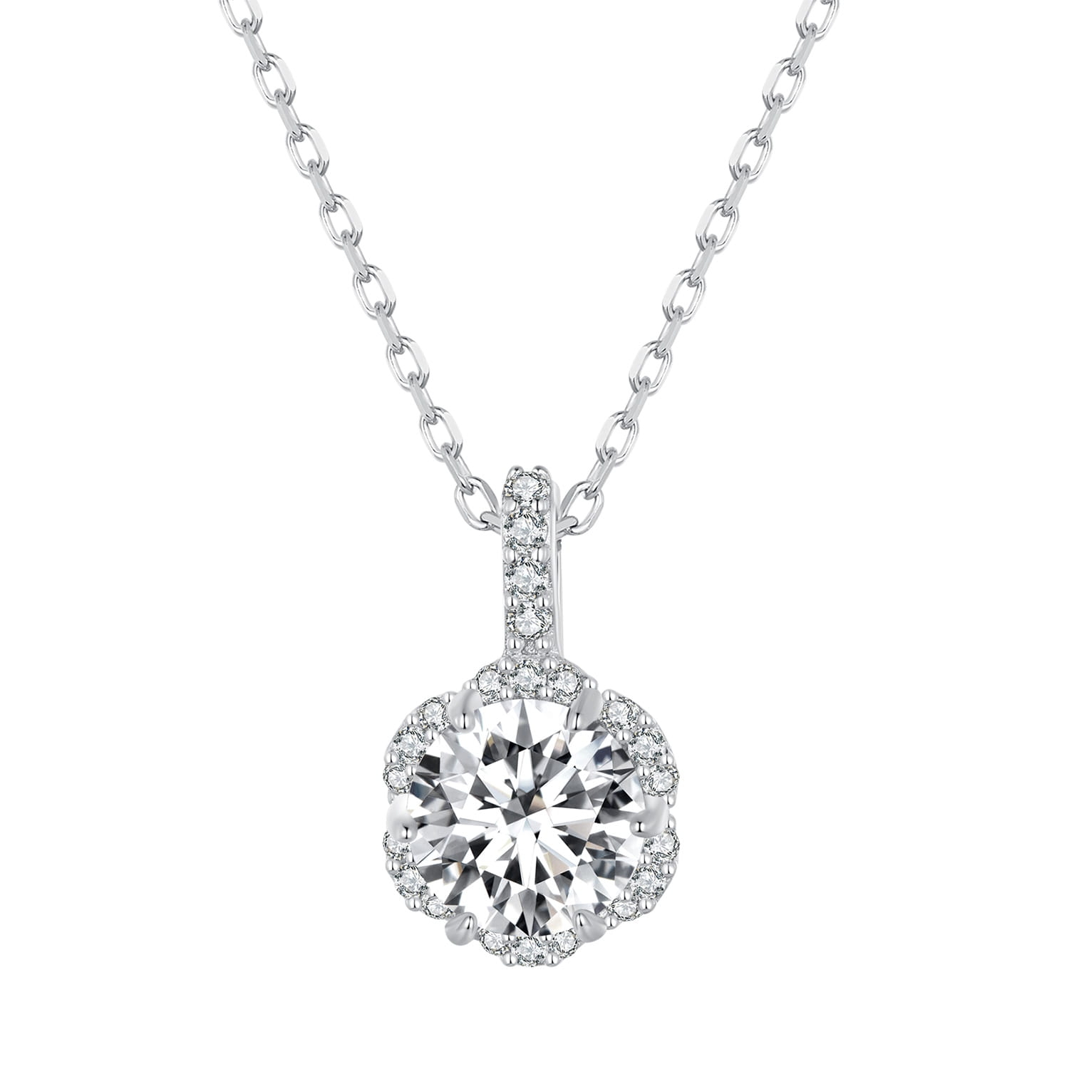 NM09 Naszyjnik Moissanit kwiat 1,0 ct srebro 925