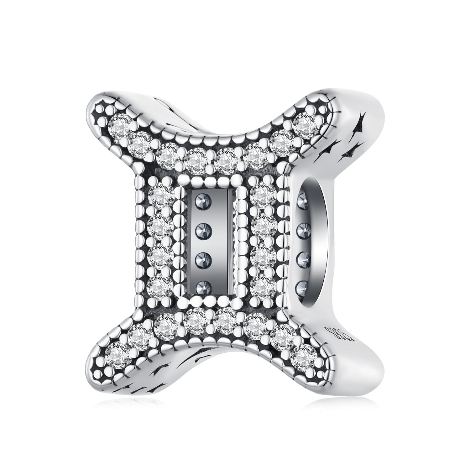 Bliźnięta znak zodiaku srebrny charms koralik beads