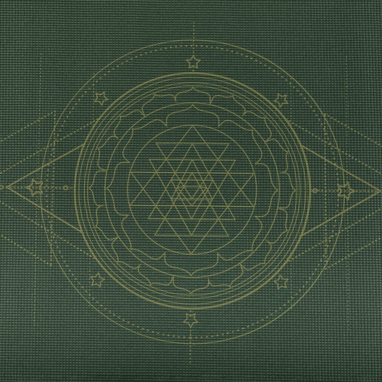 Mata do jogi Leela 4,5 mm - ciemnozielona z yantrą