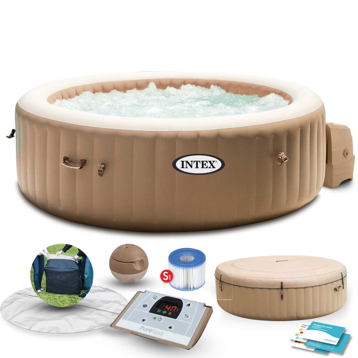 Dmuchane SPA Jacuzzi z hydromasażem, 4 os., Intex, 196x71 cm