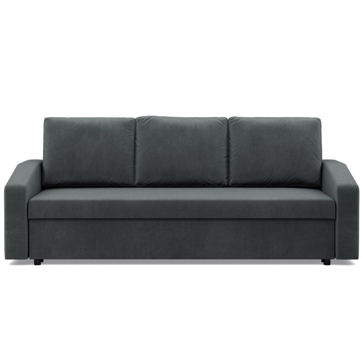Kanapa rozkładana, BLOM, velvet, 220x92x92 cm, ciemny szary