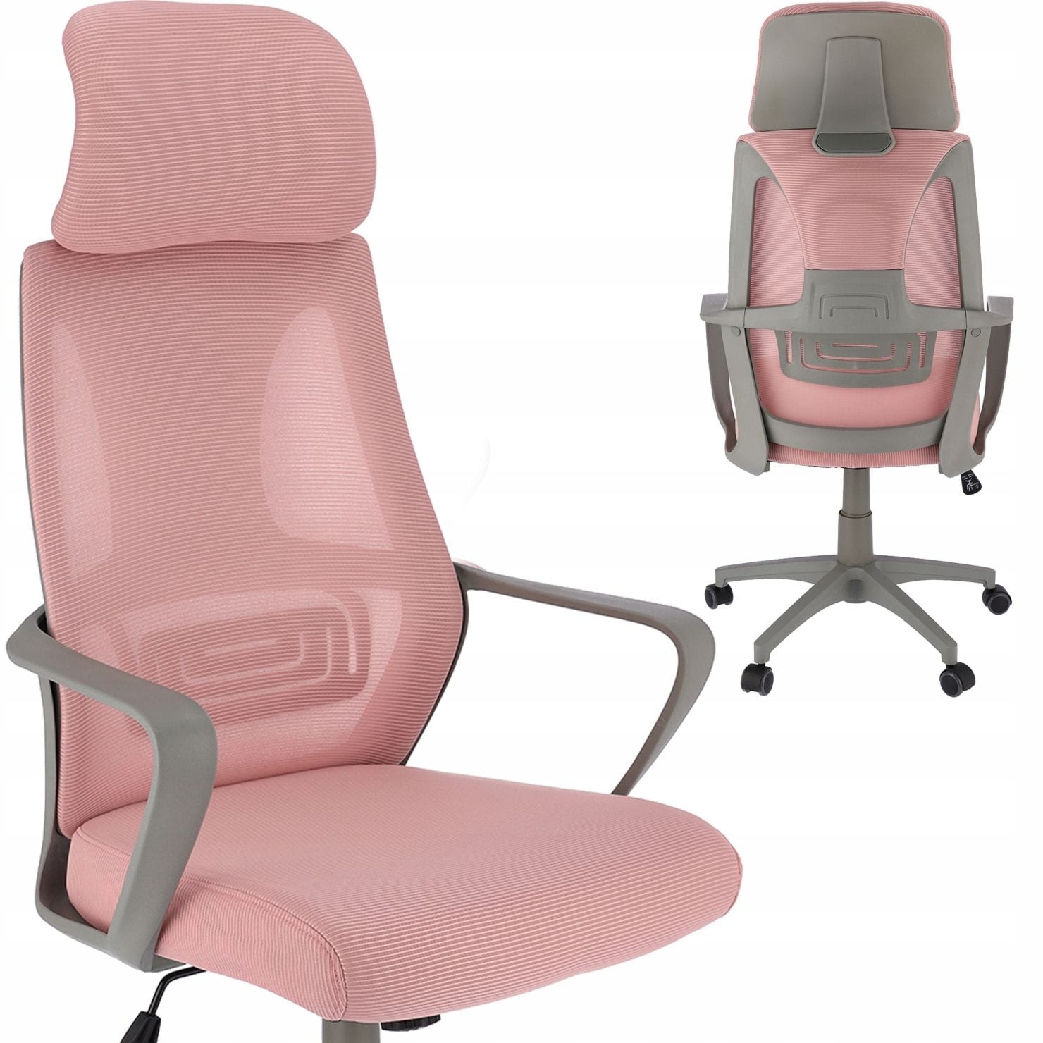 Fotel ergonomiczny, biurowy, LINDO, różowy