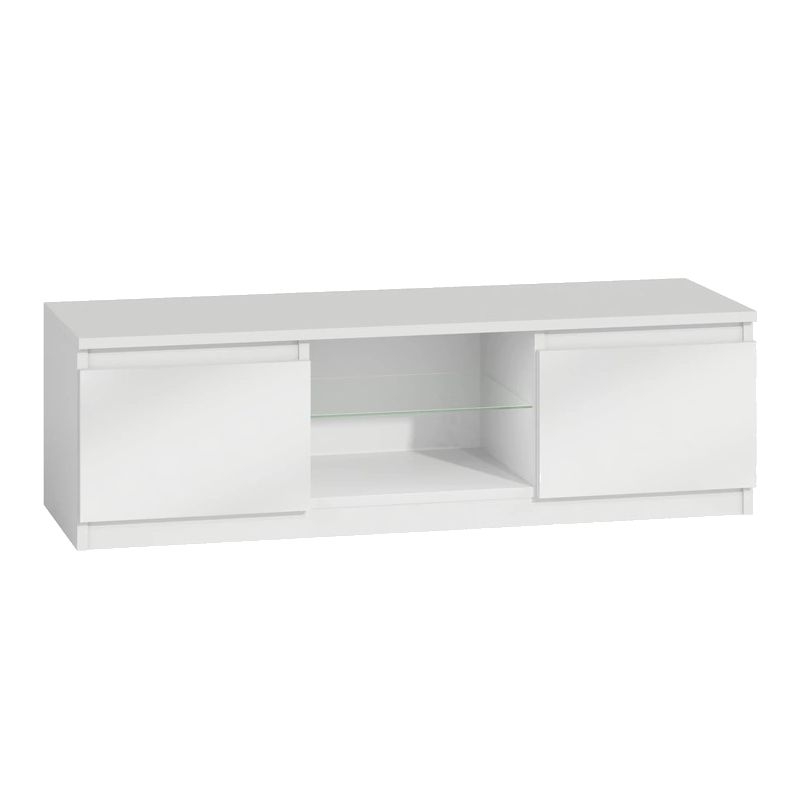 Stolik, szafka RTV, Karo, 140x40x36 cm, biały, połysk