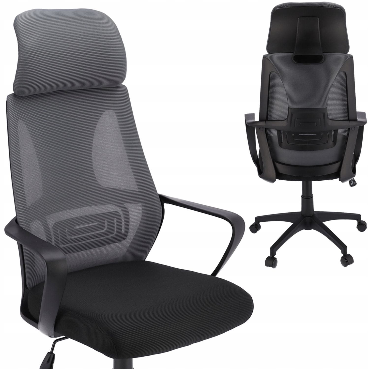 Fotel ergonomiczny, biurowy, LINDO, ciemny szary