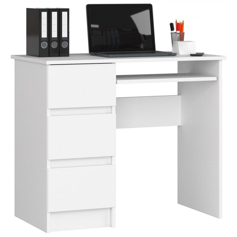 Zdjęcia - Fotel komputerowy Akord Biurko komputerowe, szuflady, lewe, 90x50x77 cm, biel, mat 