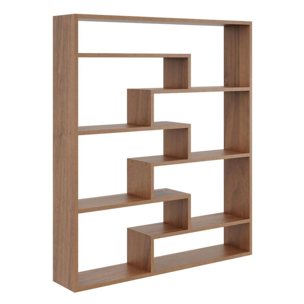 Regał ścienny na książki, biblioteczka, ELVO, 104x18x120 cm, orzech, mat