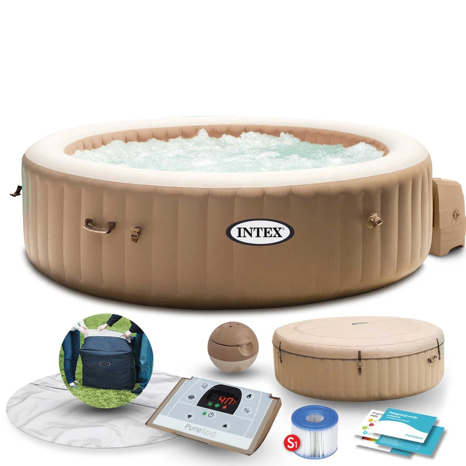 Dmuchane SPA Jacuzzi z hydromasażem, 6 os., Intex, 216x71 cm