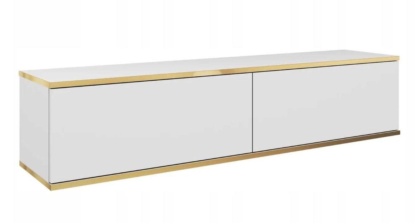 Szafka RTV, wisząca, glamour, Oris, 135x32x30 cm, biały, mat