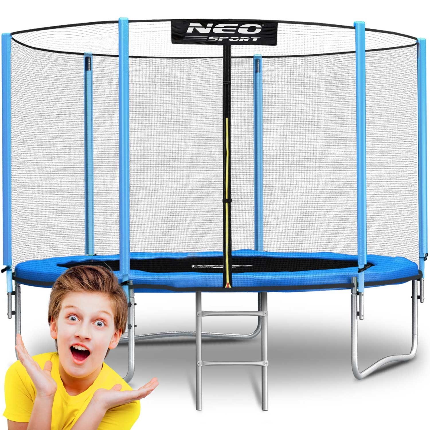 Trampolina ogrodowa, siatka zewnętrzna i drabinka, Neo-Sport, 6ft, 183 cm