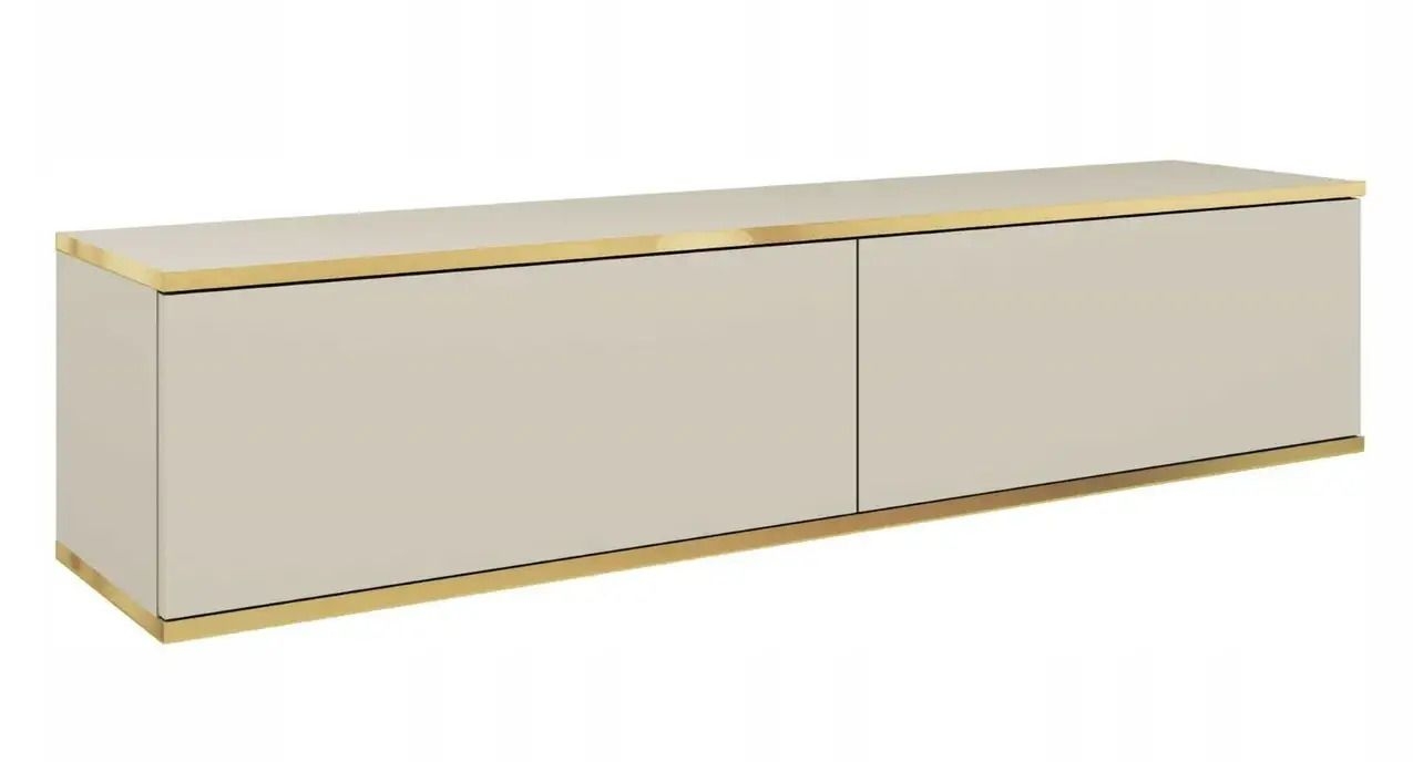 Szafka RTV, wisząca, glamour, Oris, 135x32x30 cm, beż piaskowy, mat