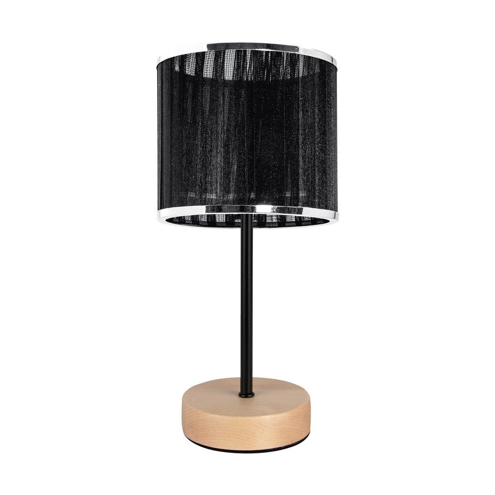 Фото - Настільна лампа Topeshop Lampa stołowa, Mila, 14x27 cm, brzoza, czarny, chrom 