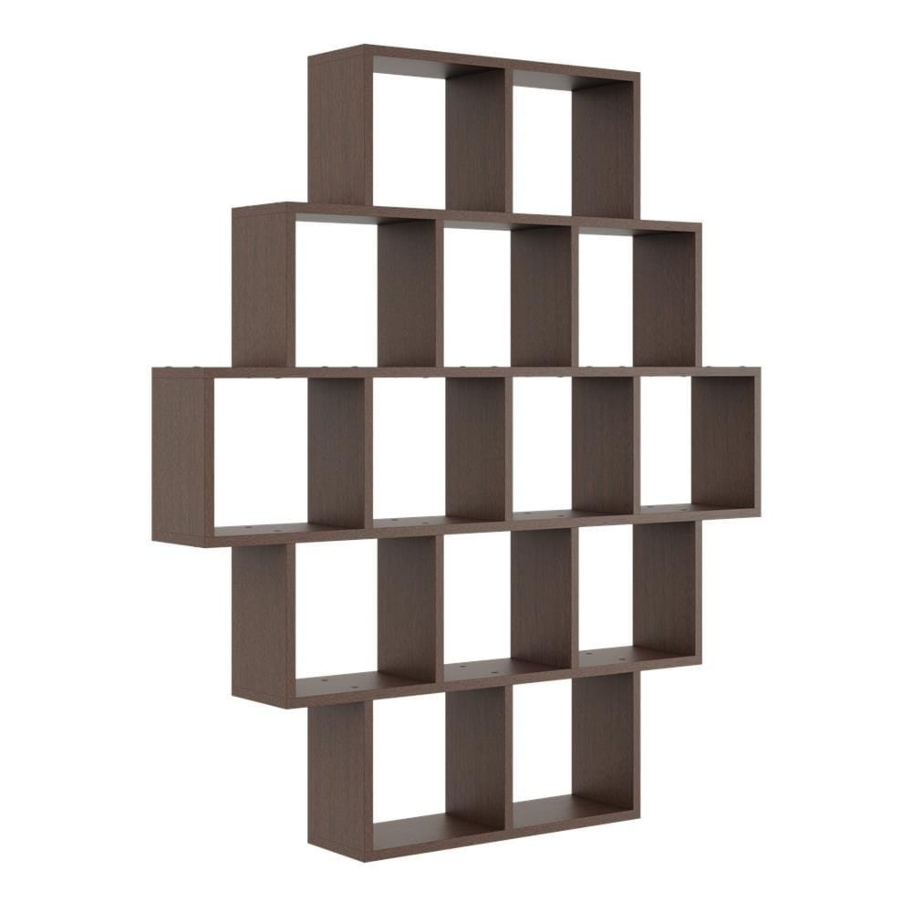 Nowoczesny regał ścienny, wiszący, RIMO, 120x18x136 cm, wenge, mat